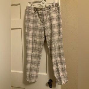 Ann Taylor Ankle Dress Pants Womens Size 4 White/cream Plaid Curvy Fit